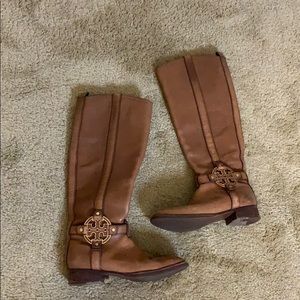 Tory Burch riding boots size 5 leather tan tb